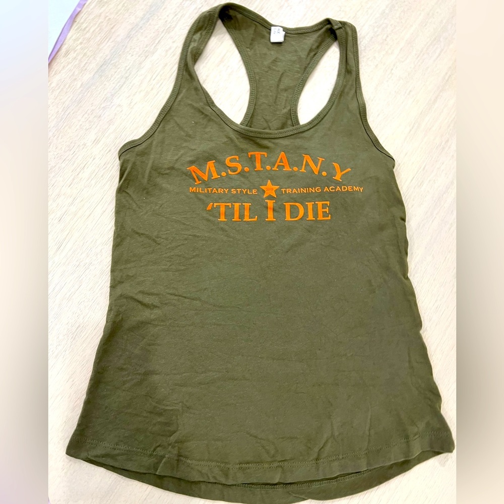 Army green tank top pre loved , size medium